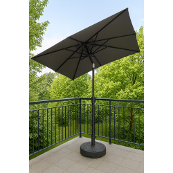 Balkongparasoll alu med tilt 2x2 meter. vikt endast 3 kg. Modell Barcelona.