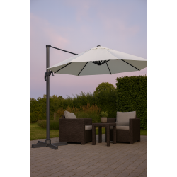 Bilbao Aluminium hngparasoll 3 M med tilt och roterande fot mot lgt hngande sol. 100% vattentt