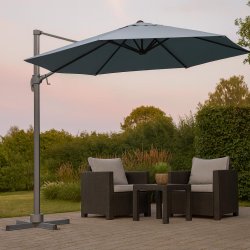 Bilbao Aluminium hngparasoll 3 M med tilt och roterande fot mot lgt hngande sol. 100% vattentt