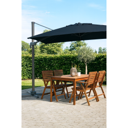 Bilbao Hngparasoll 3 x 3 M med tilt och "vridbar fot" mot lgt hngande sol.100% vattentt