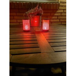 Glascylinder med flamme-effekt - LED. Batteridrevet