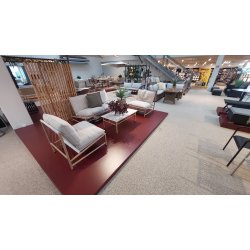 Loungest med aluminiumsstel i bambus-look m. sofa, sofabord og 2 stole - inkl. All-weather hynder