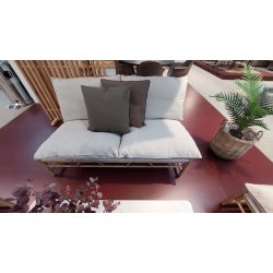 Loungest med aluminiumsstel i bambus-look m. sofa, sofabord og 2 stole - inkl. All-weather hynder