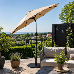 Madrid parasol med justerbar tiltfunktion og praktisk hejs - �200 cm - Robust aluminiumsstang og 95% vandt�t polyesterdug. v�lg farve: 