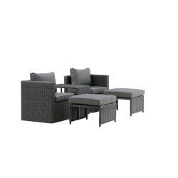 Vedligeholdelsesfrit loungest i UV-beskyttet polyrattan med all-weather hynder - Model: Quad