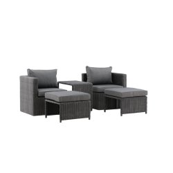 Vedligeholdelsesfrit loungest i UV-beskyttet polyrattan med all-weather hynder - Model: Quad