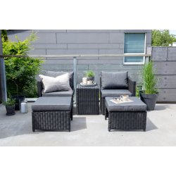 Vedligeholdelsesfrit loungest i UV-beskyttet polyrattan med all-weather hynder - Model: Quad