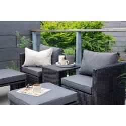 Vedligeholdelsesfrit loungest i UV-beskyttet polyrattan med all-weather hynder - Model: Quad