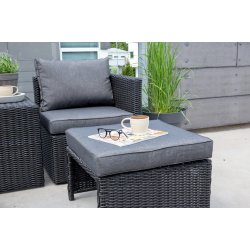 Vedligeholdelsesfrit loungest i UV-beskyttet polyrattan med all-weather hynder - Model: Quad