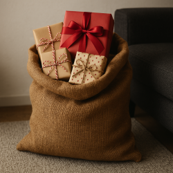 "Kartoffelsk" i Jute stor. Den prcis julemandens julesk. PERFEKT TIL JULETIDEN!