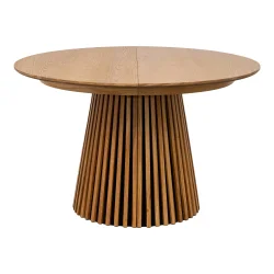 Spisebord med 2 forskellige designs i egetrsfiner, inkl. 2 udtrksplader - Runde eller ovale