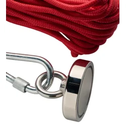 Robust fiskemagnet i st�l og nylon med 150 kg tr�kkraft - Perfekt til magnetfiskeri