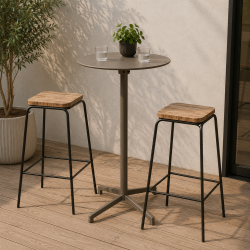 Sammenklappeligt barbord �60 cm i cappuccino � Stilrent st�bord til inde- og udebrug
