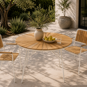 Ella Havebord Teak - �: 110 cm. V�lg farve p� stel.