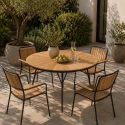 Ella Havebord Teak - �: 110 cm. V�lg farve p� stel.