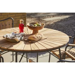 Elegant Ella haves�t � �110 cm teakbord i antracit med 4 stabelstole