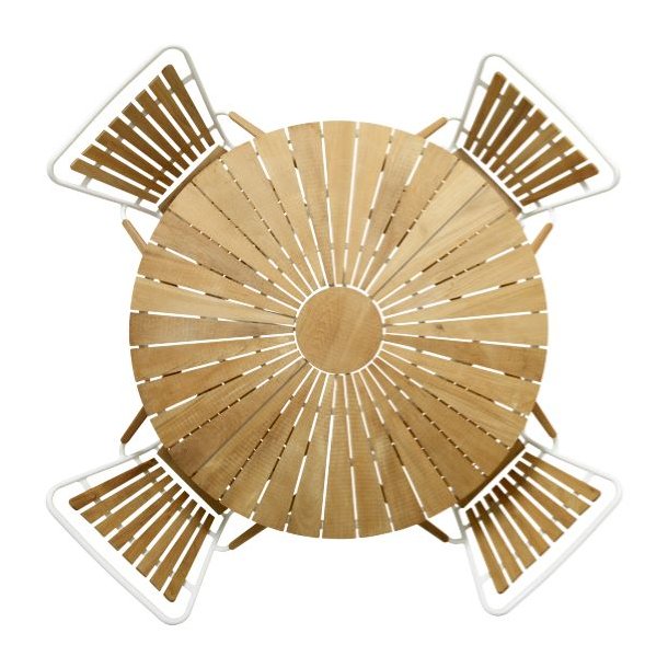 Ella Havebord Teak - �: 130 cm. V�lg farve p� stel: V�lg farve p� stel Hvid