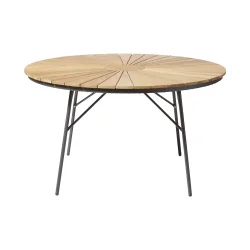 Stilrent Ella haves�t � rundt �130 cm teakbord med 5 antracitstole