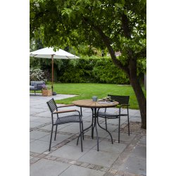 Parma air cafst m/ 2 stole - teak med sort PP-plast.