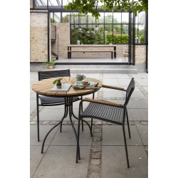 Parma air cafst m/ 2 stole - teak med sort PP-plast.