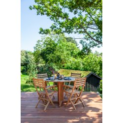 Rundt butterfly teakbord - Model Isabella