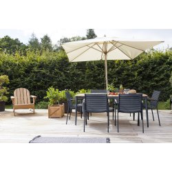 Rio Havebord i teak med aluminiumstel - vlg stelfarve!