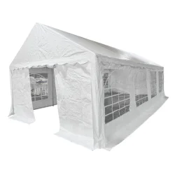 OUTFIT 4x8 meter partytelt - Vandafvisende PE-dug, st�rkt st�lstel og god loftsh�jde - Perfekt til udend�rs arrangementer