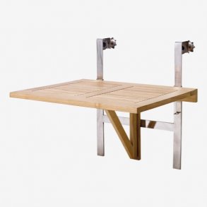 Balkonbord inkl. justerbar beslag. Fremstillet i Teak/rustfrit stl  