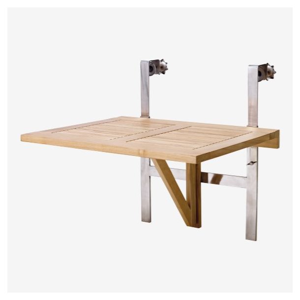 Balkongbord inkl. justerbara beslag. Tillverkad av teak / rostfritt stl