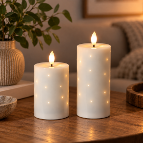 Stemningsfuldt Twinkle LED-bloklys med varm gl�d og smukke lyspunkter - V�lg st�rrelse