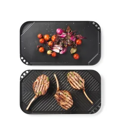 Grillbakke Helst�bt med Nonstick � Vendbar Grillplade i Aluminium
