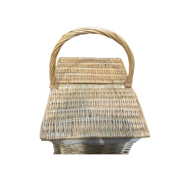 Charmerende picnickurv i narturligt pileflet - Rummelig og perfekt til skovturen!