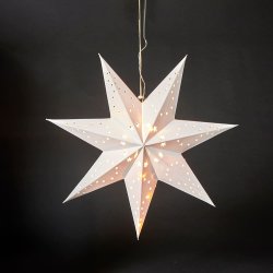 Elegant �40 cm papirstjerne med 10 varme LED-lys og batteriboks - F�s i flere farver