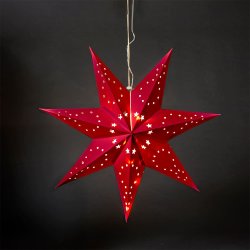 Elegant �40 cm papirstjerne med 10 varme LED-lys og batteriboks - F�s i flere farver