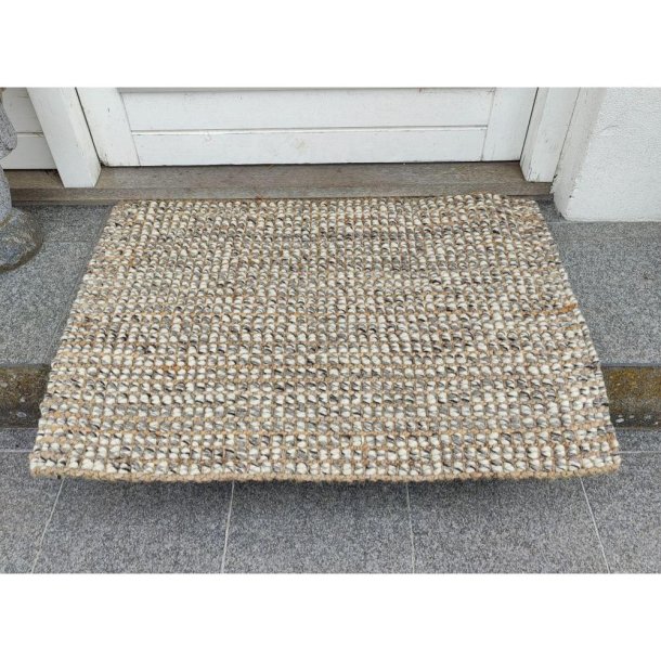 Jute tppe af jute og uld, et dekorativt og slidstrkt tppe - fs i flere strrelser. Jute t&aelig;ppe - Jute 50%/Uld 50% - Natur - 60 x 90 cm 