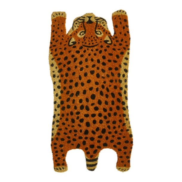 Leopard/Tiger drrmatta 40x75 cm. Pynta entromrdet med en frgrik och exotisk kokosdrrmatta