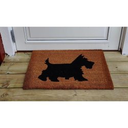 Pryd indgangspartiet med en sd kokos drmtte i hunde motiv 40 x 60 cm der tler vind og vejr