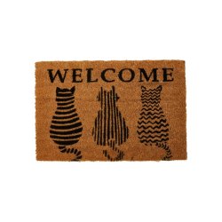 Drmtte af kokos i katte motiv 40 x 60 cm. Fjerner effektivt snavs i alt slags vejr.    