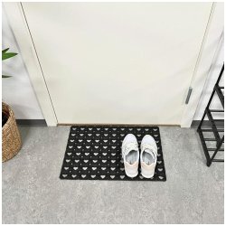 Drmtte 40 x 60 cm af Gummi, holder sig flot i alt slags vejr - Hjerter 