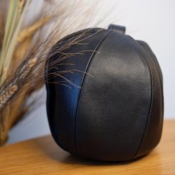 Rund drstopper m. strop i kvalitets lder - 3kg. Vlg farve!