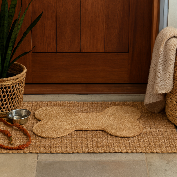 Jute drmtte med et kdben design af slidstrkt jute - fs i forskellige strrelser.