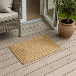 Jute helrs gulvtppe i flet natur rektangulre - flere varianter