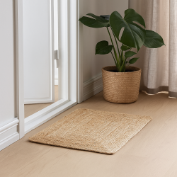 Jute helrs gulvtppe i flet natur rektangulre - flere varianter