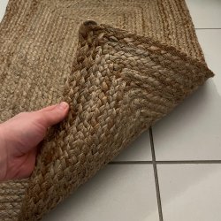 Jute gulvtppe i flet natur rektangulre - flere varianter