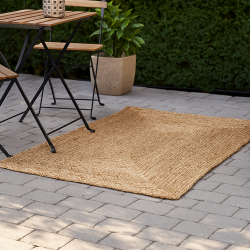 Jute helrs gulvtppe i flet natur rektangulre - flere varianter