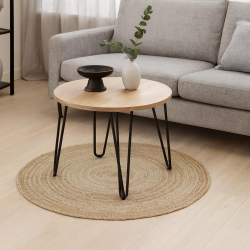 Sknt alsidigt og slidstrkt rundt tppe i natur jute - vlg strrelse!