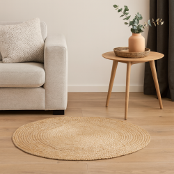 Sknt alsidigt og slidstrkt rundt tppe i natur jute - vlg strrelse!