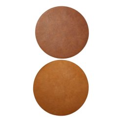 Rund dkkeserviet i PU Lder. D38 cm. Med farve p begge sidder. Vlg farve.