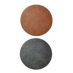 Rund dkkeserviet i PU Lder. D38 cm. Med farve p begge sidder. Vlg farve.