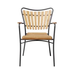 Hyggeliget Ella caf�s�t - �80 cm Goldteak bord med 2 antracit stabelstole
